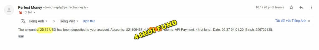 4rd payment proof 1024x163 - [SCAM] 44ROI FUND Review - HYIP: The return of a legend?